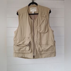 Orvis Sporting Traditions Men's L Tan Nylon Fishing Utility Vest Pockets